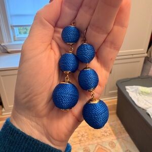 Blue Rope Ball Drop Earrings